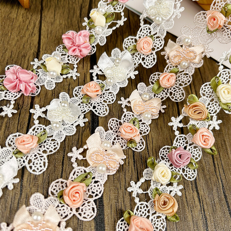 Lace Ribbon Trim - 44/50cm 3D Flower Lace Trim Appliqu