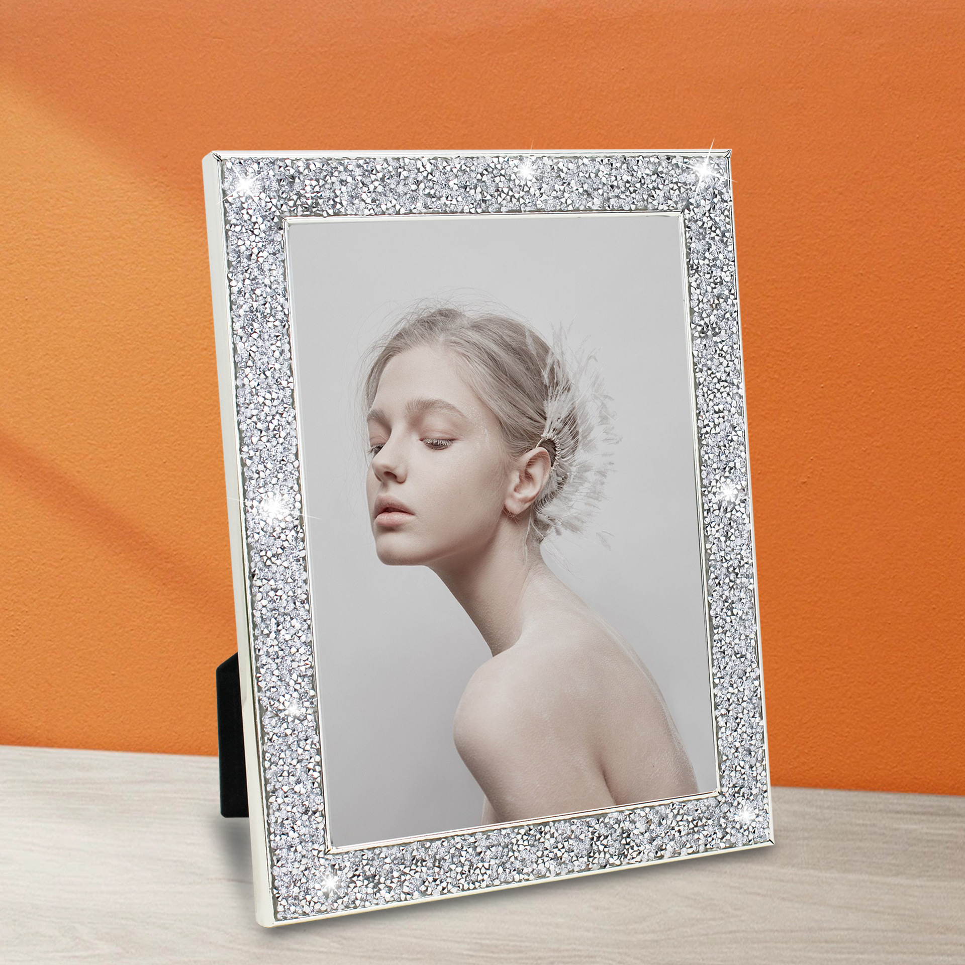 Sequin Fabric Panel - 7-Inch Metallic Plated Picture Frame with