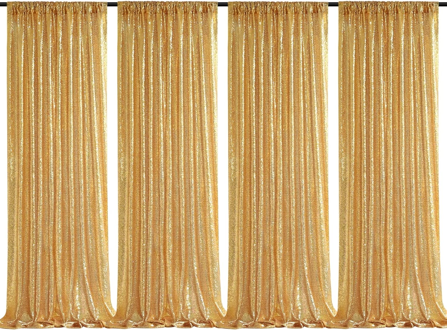 Sequin Fabric Panel - 2×8FT-4PCS Gold Sequin Backdrop Curtains Panels,