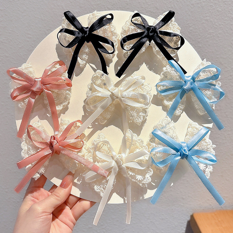 2Pcs Elegant Lace Bow Hairpins - Lace Ribbon Trim reseña y precio