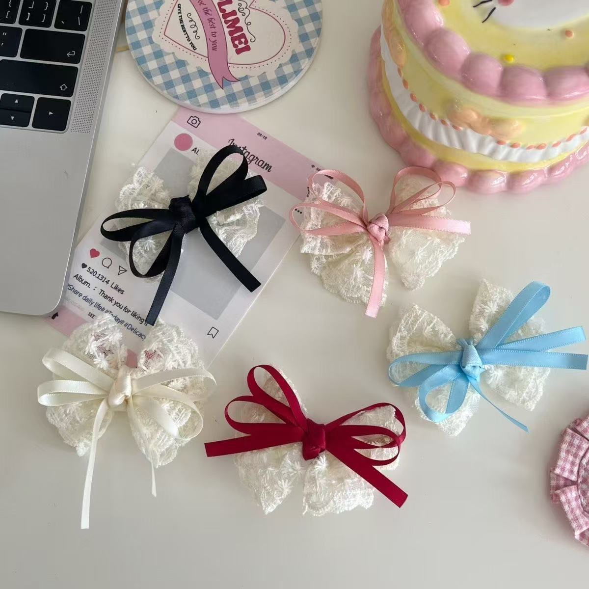 2Pcs Elegant Lace Bow Hairpins - Lace Ribbon Trim reseña y precio