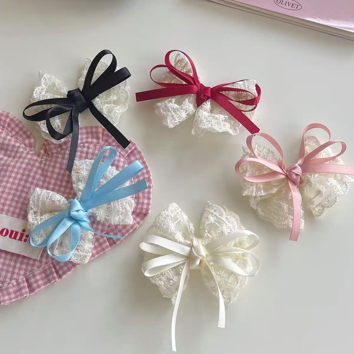 2Pcs Elegant Lace Bow Hairpins - Lace Ribbon Trim reseña y precio