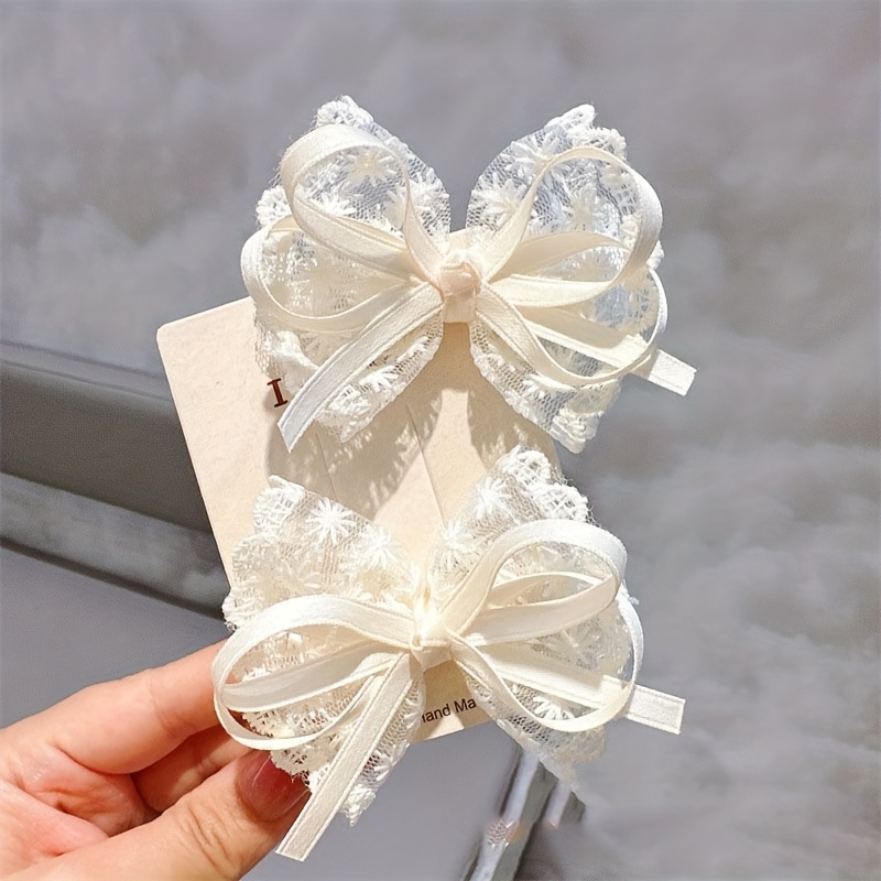 2Pcs Elegant Lace Bow Hairpins - Lace Ribbon Trim reseña y precio