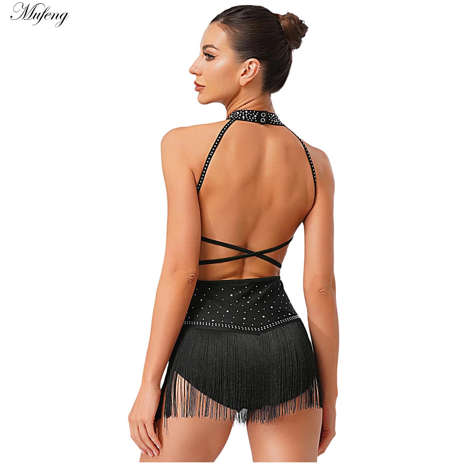 Women Dance Rhythmic Dresses S - Rhinestone Banding Trim reseña y precio