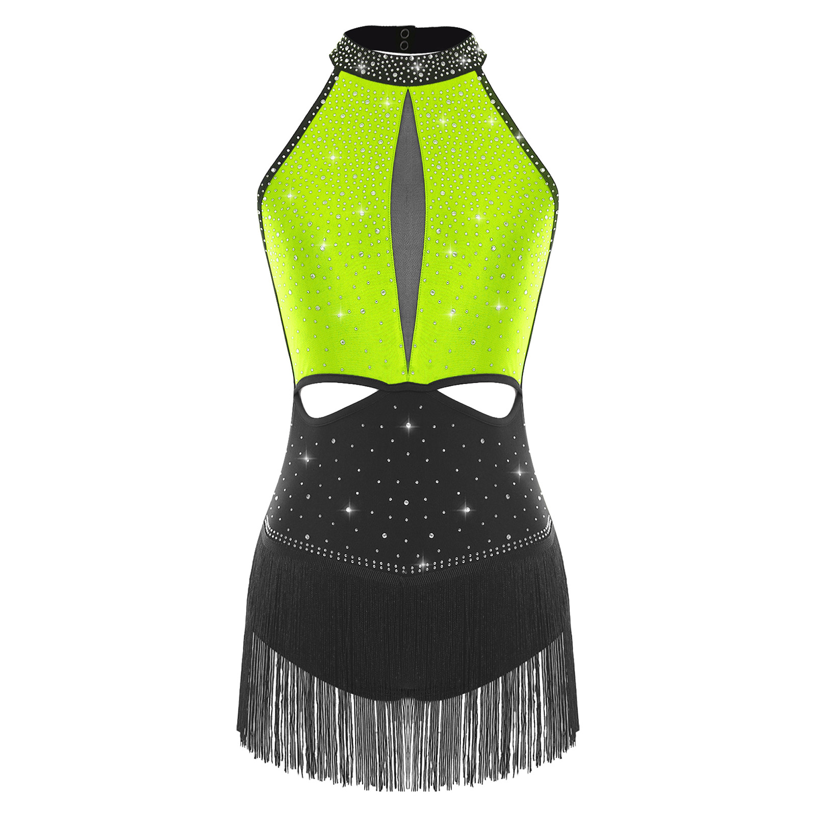 Women Dance Rhythmic Dresses S - Rhinestone Banding Trim reseña y precio
