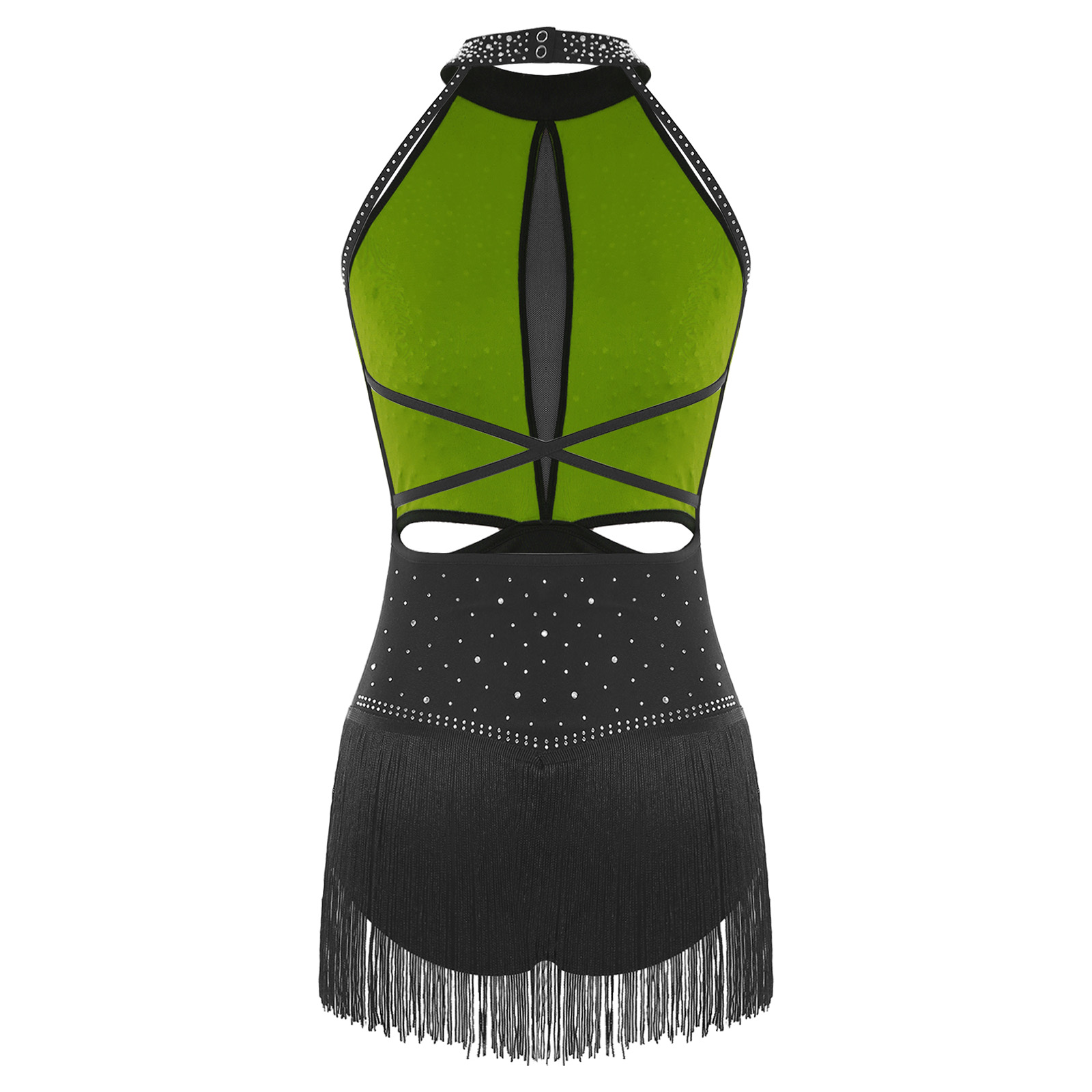 Women Dance Rhythmic Dresses S - Rhinestone Banding Trim reseña y precio
