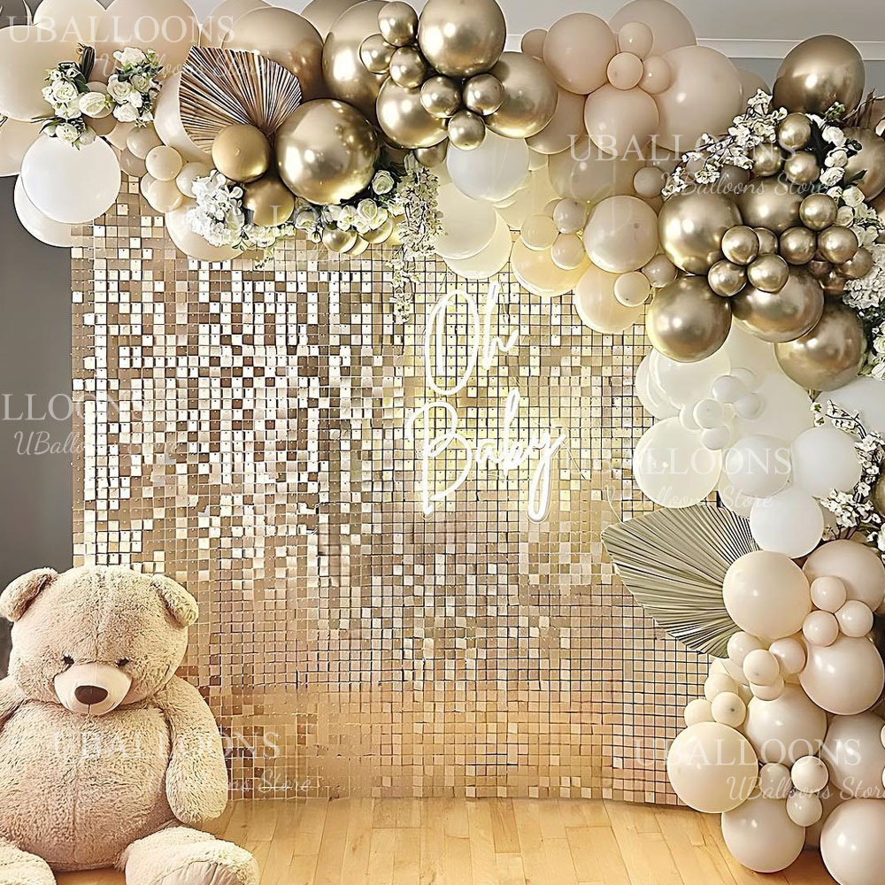 Matte Champagne Gold Backdrop  - Sequin Fabric Panel reseña y precio
