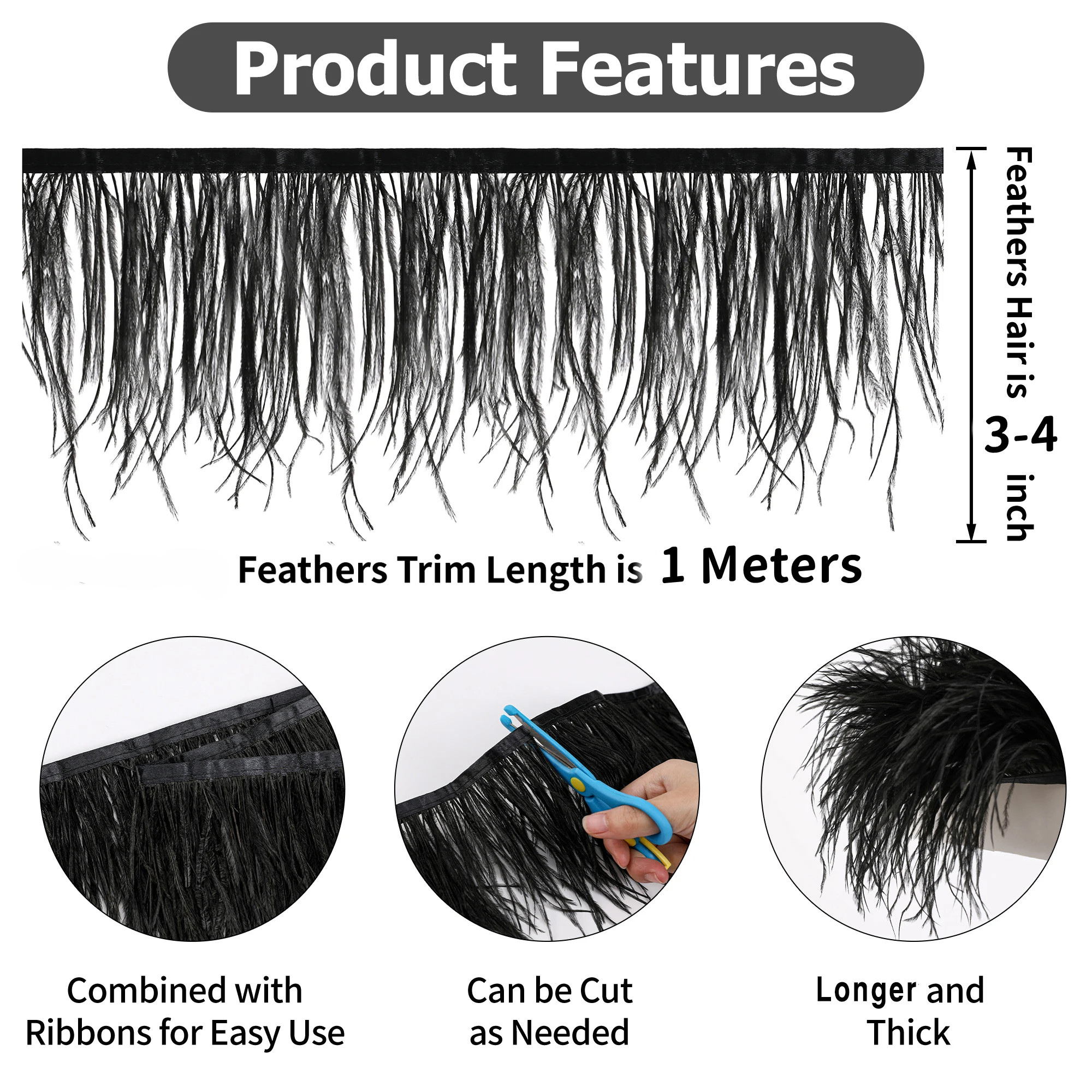 100CM Natural ostrich Feather  - Feather Trim Marabou reseña y precio