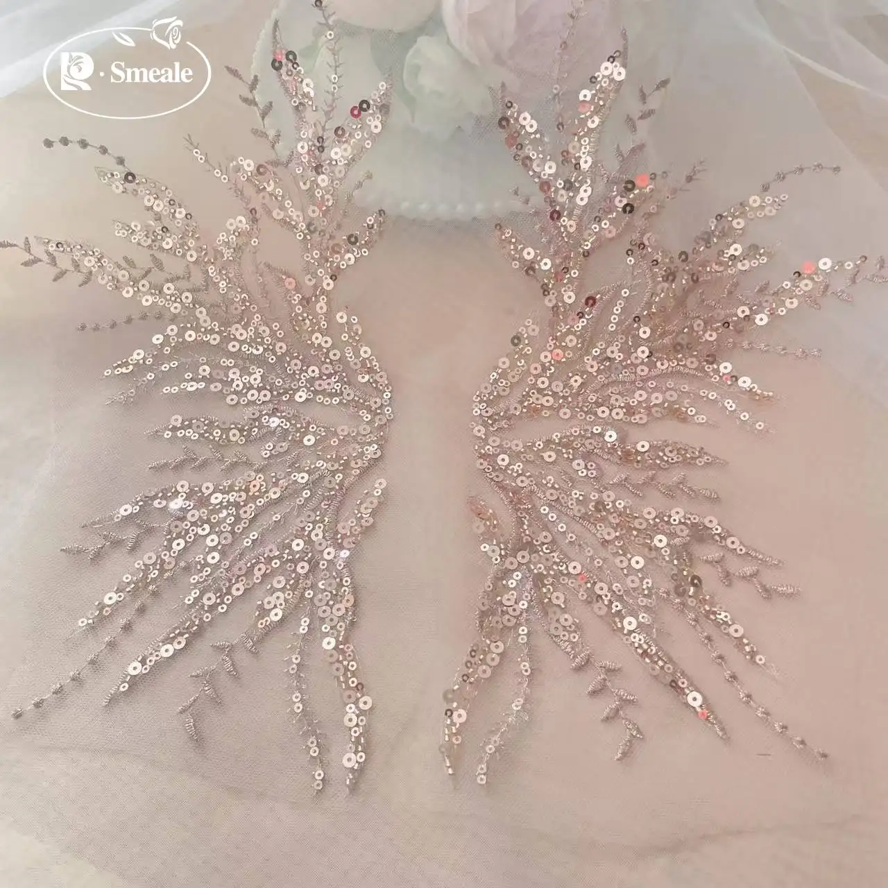 5Pair-2Pair.Rose Gold Sequin T - Applique Patch Flower reseña y precio