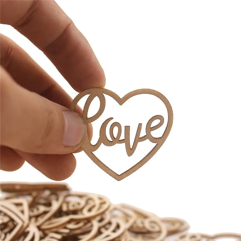 50pcs Heart Wooden Ornament He - Craft Embellishment reseña y precio