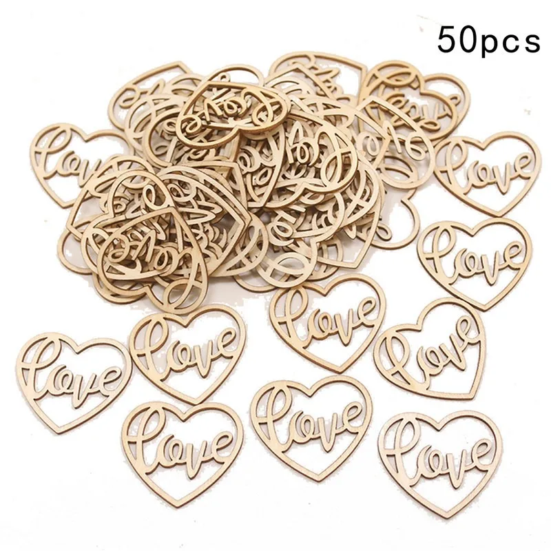 50pcs Heart Wooden Ornament He - Craft Embellishment reseña y precio