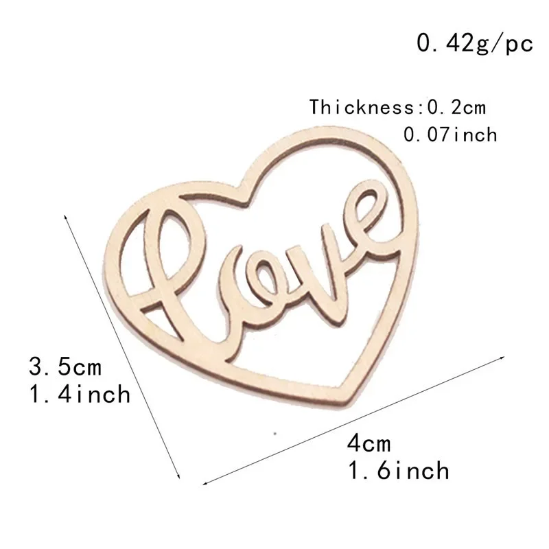 50pcs Heart Wooden Ornament He - Craft Embellishment reseña y precio