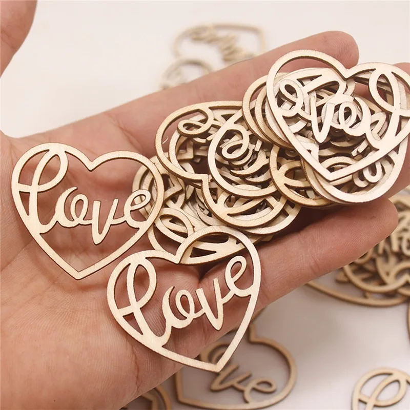 50pcs Heart Wooden Ornament He - Craft Embellishment reseña y precio