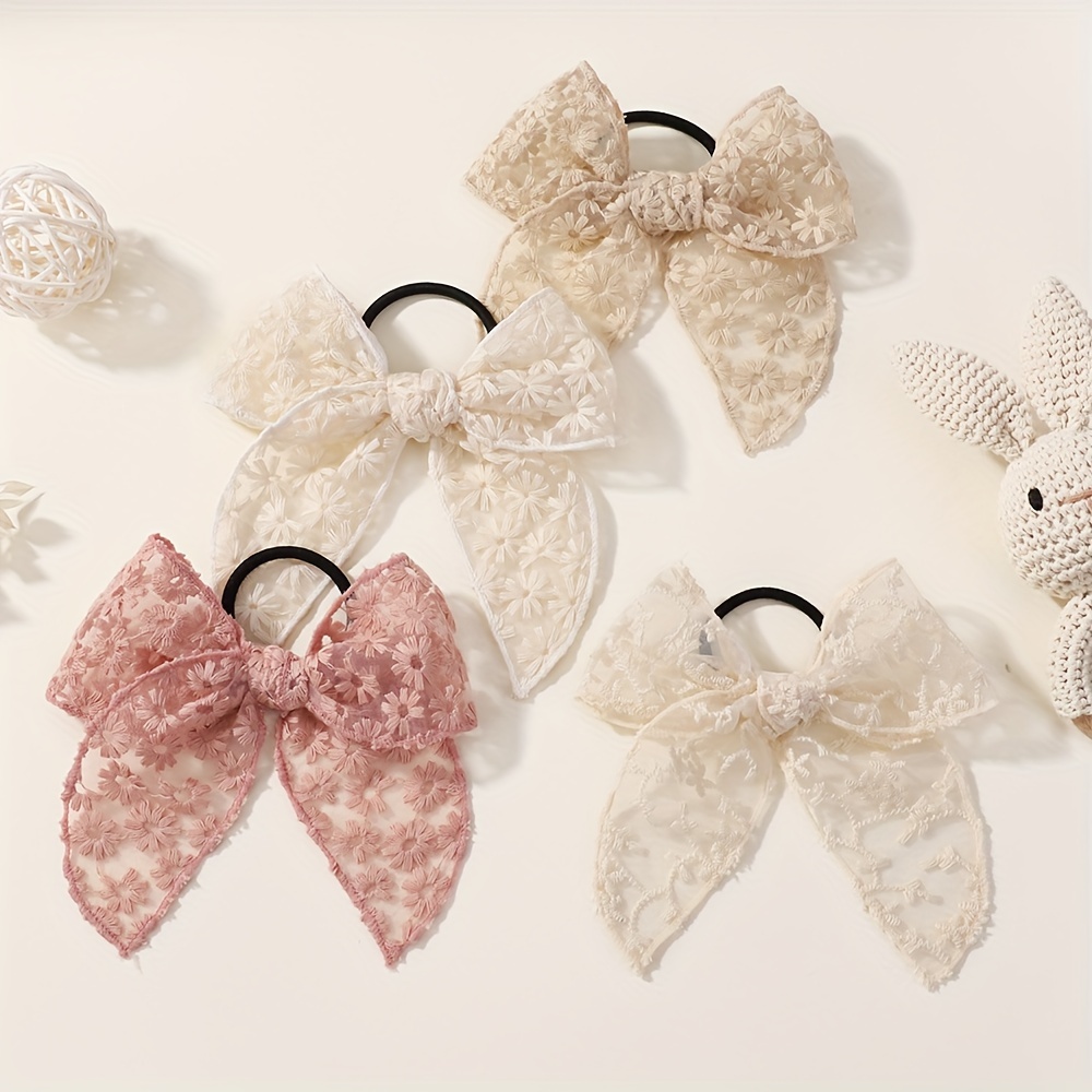 Elegant Lace Bow Hair Tie for  - Elastic Lace Trim reseña y precio