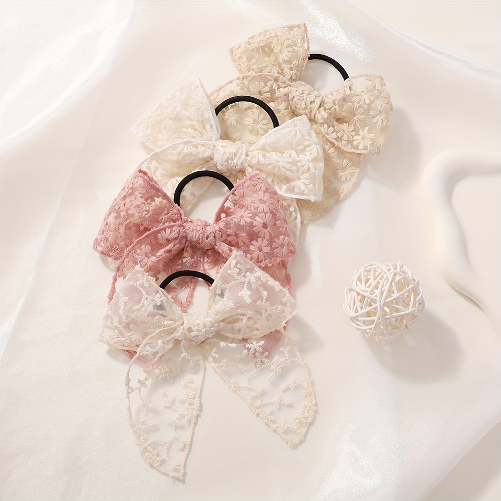 Elegant Lace Bow Hair Tie for  - Elastic Lace Trim reseña y precio