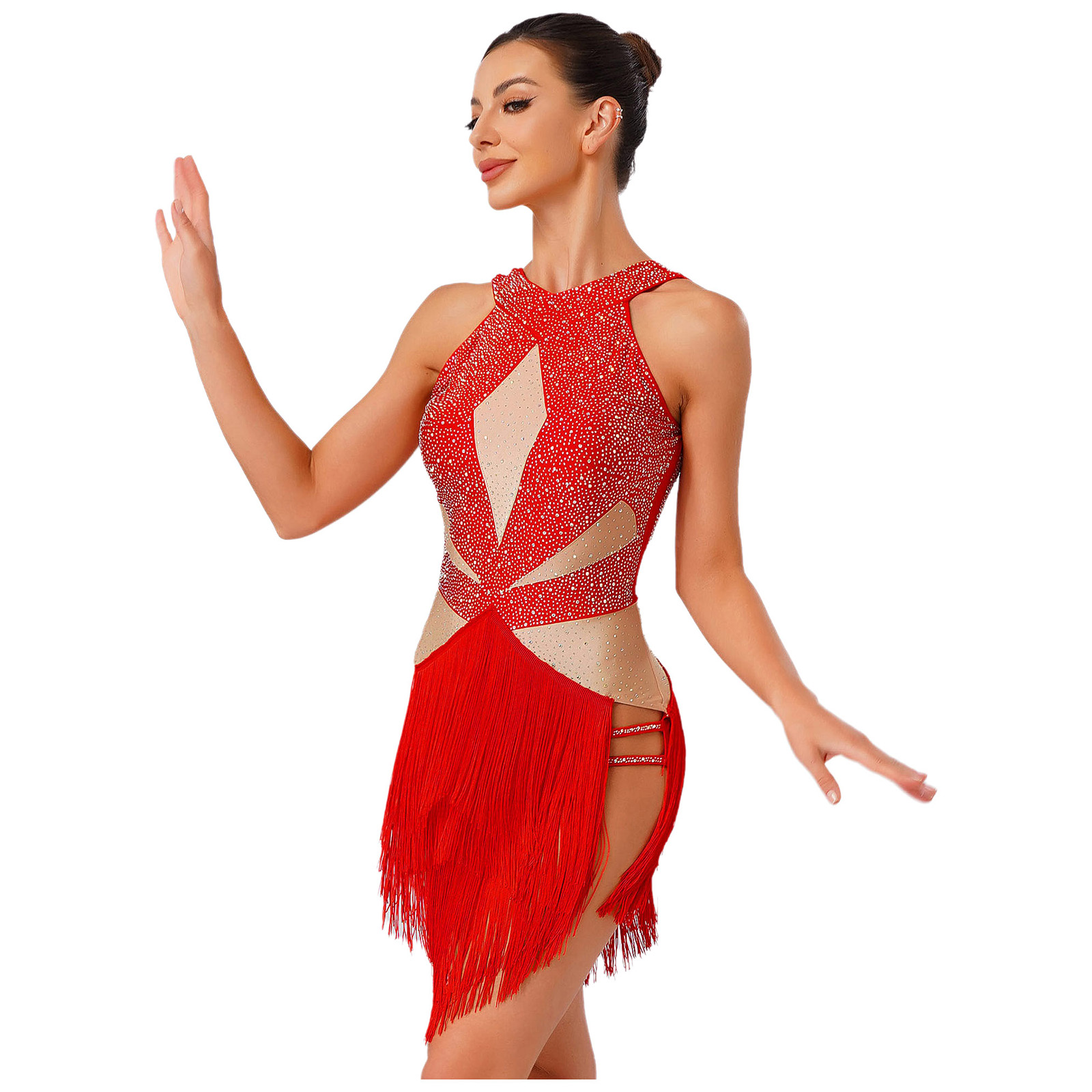 Womens Latin Tango Dance Leota - Rhinestone Banding Trim reseña y precio