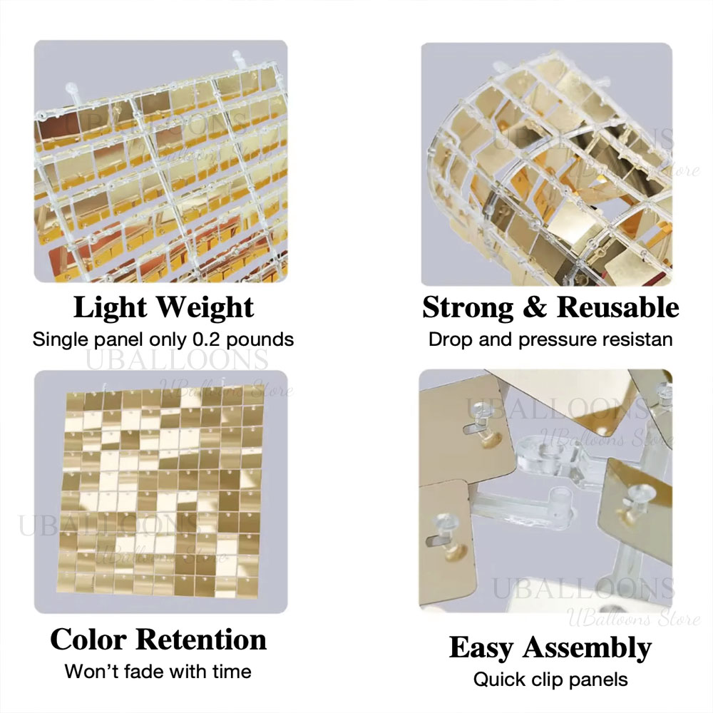 Champagne Gold Shimmer Backdro - Sequin Fabric Panel reseña y precio