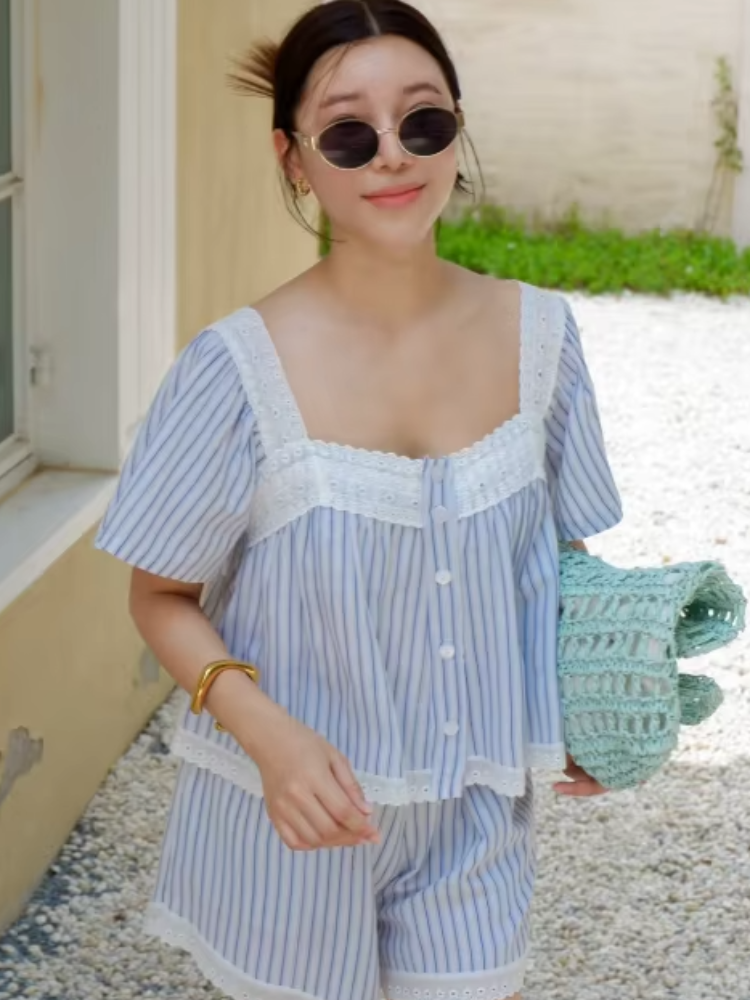 Preppy Casual Striped Lace Two - Elastic Lace Trim reseña y precio