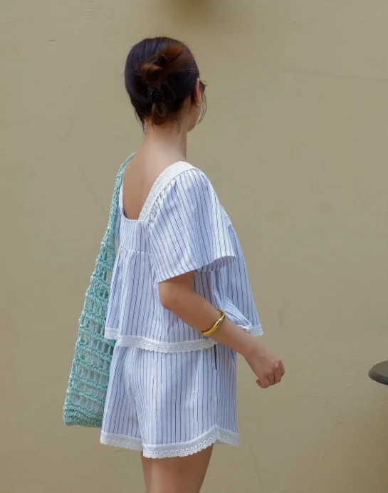 Preppy Casual Striped Lace Two - Elastic Lace Trim reseña y precio