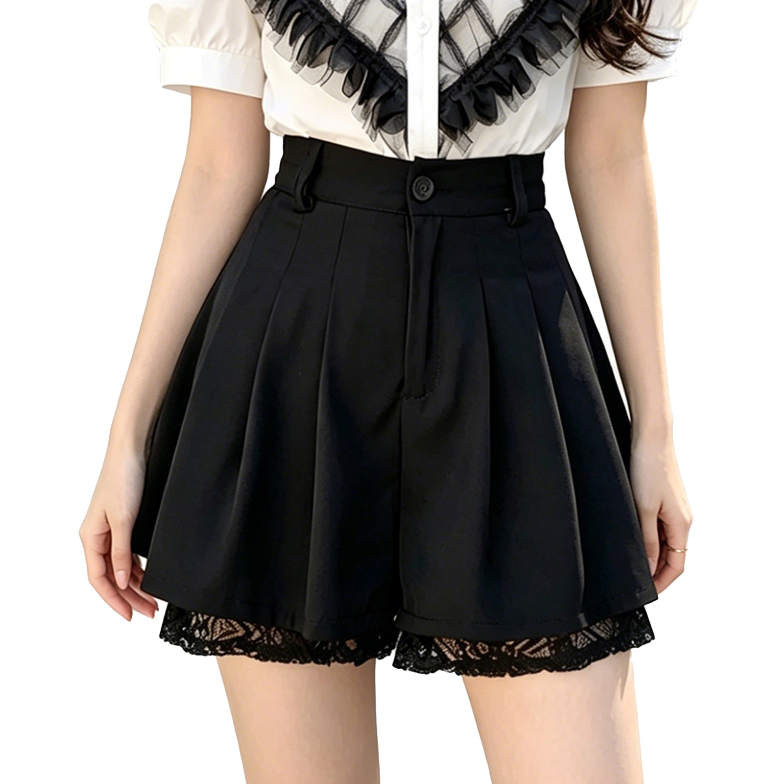 Women High Waist Tailored Trou - Elastic Lace Trim reseña y precio