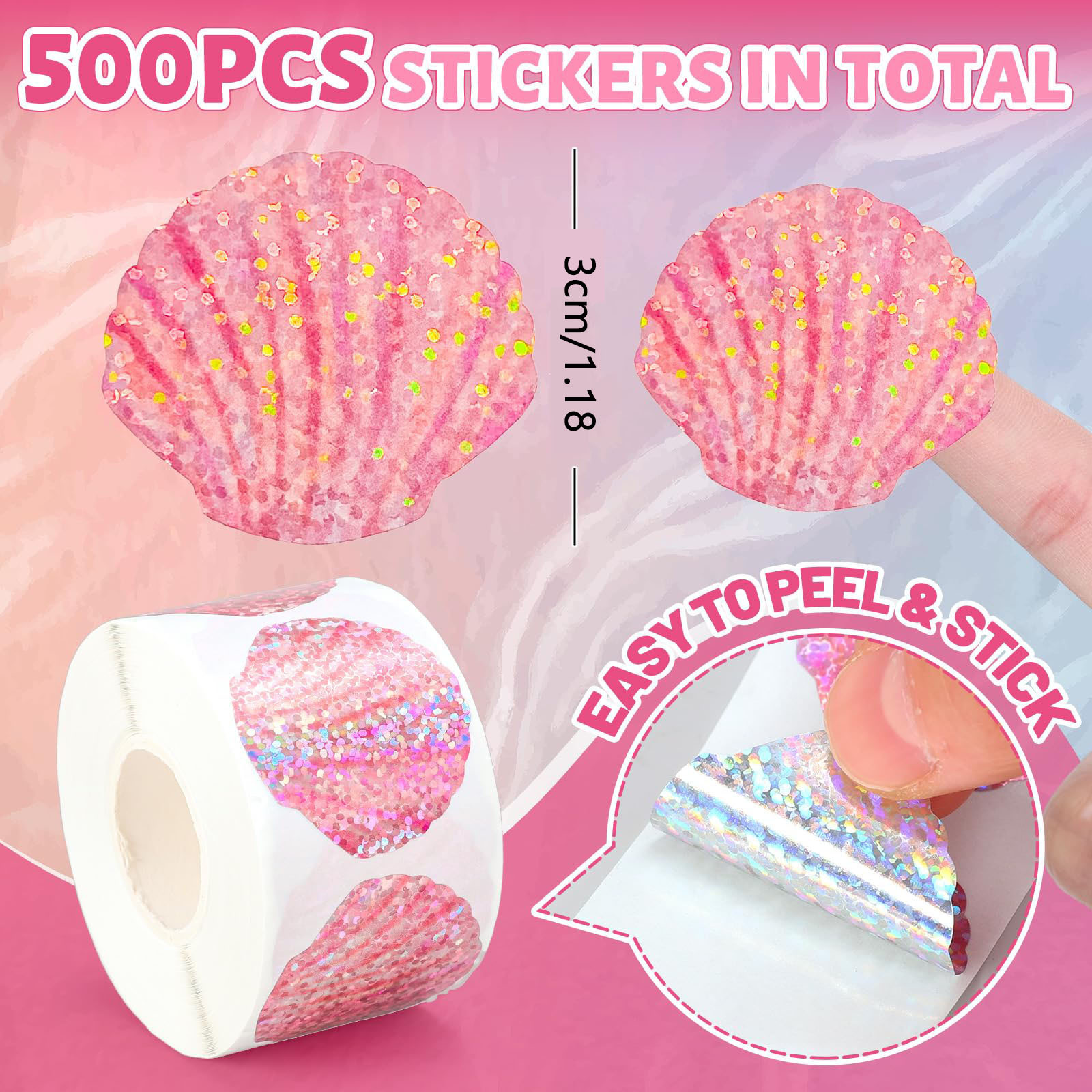 500 Pcs Summer Seashell Sticke - Glitter Vinyl Roll reseña y precio