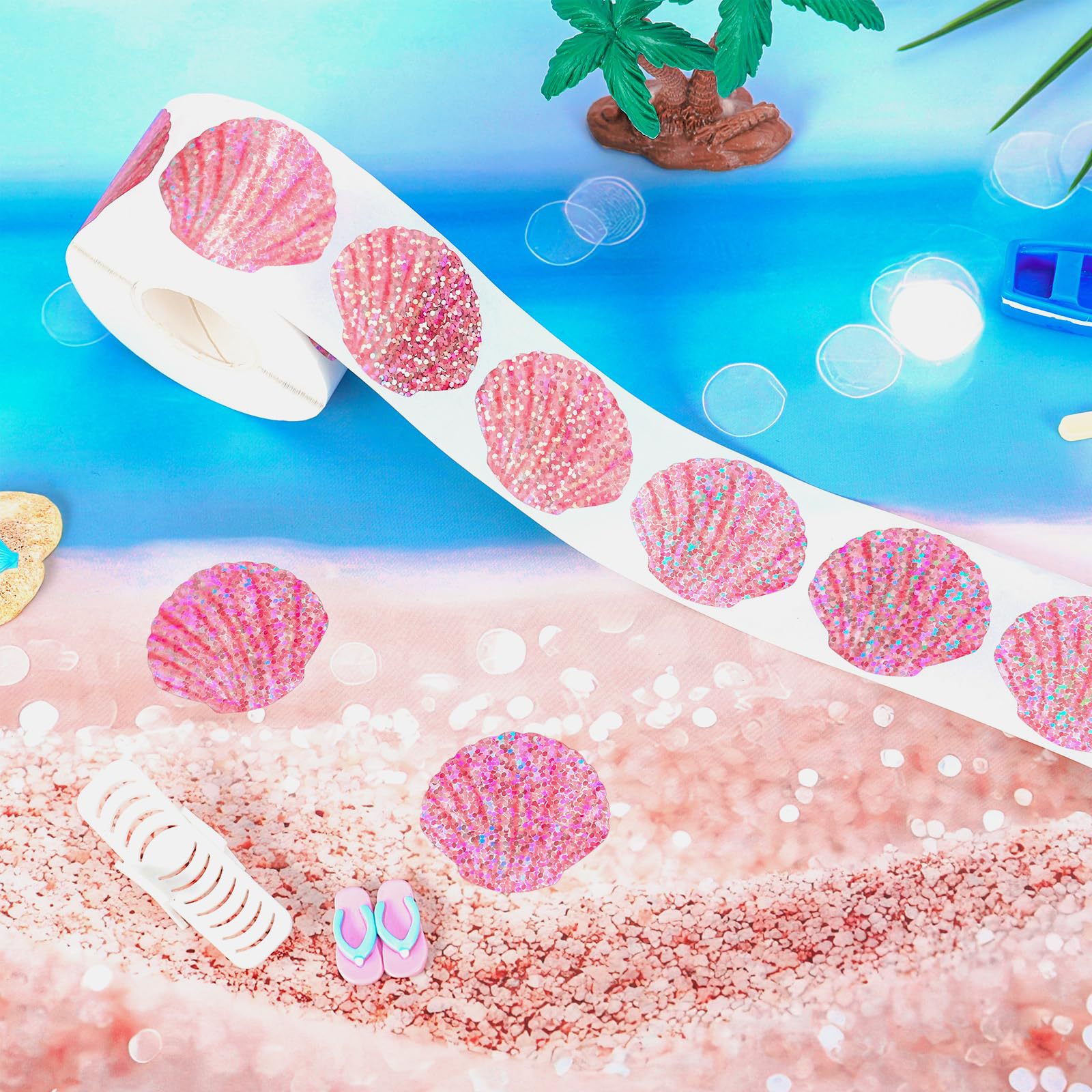 500 Pcs Summer Seashell Sticke - Glitter Vinyl Roll reseña y precio