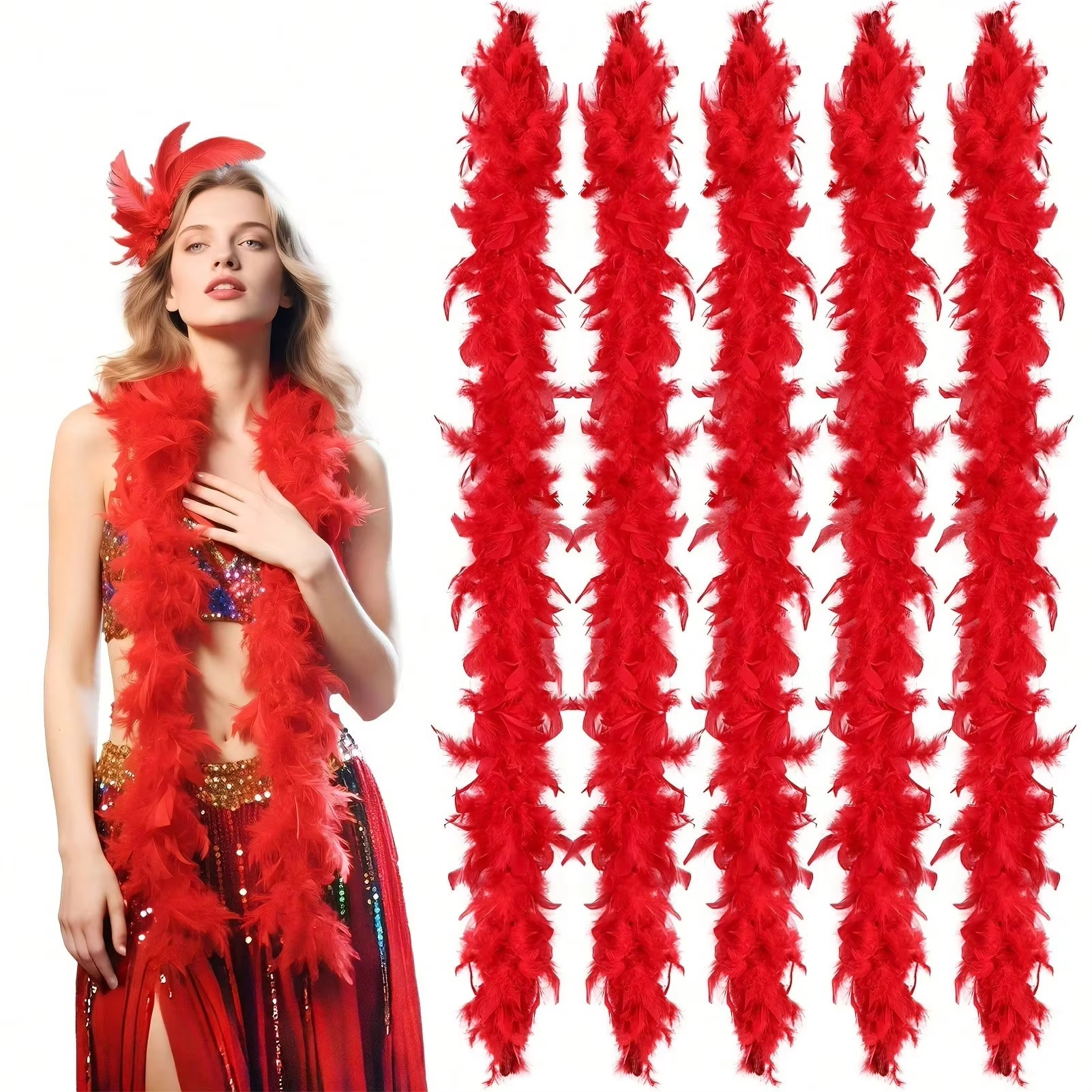 Red Marabou Feather Boa Trim F - Feather Trim Marabou reseña y precio