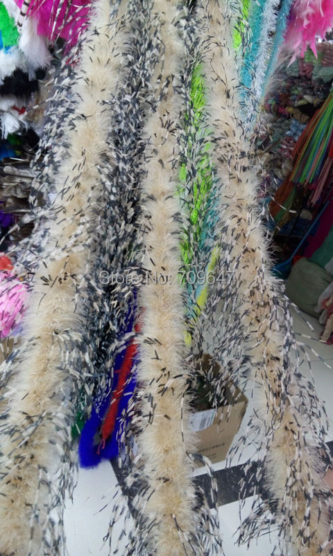 2Yards/lot Luxury Khaki&BLACK& - Feather Trim Marabou reseña y precio