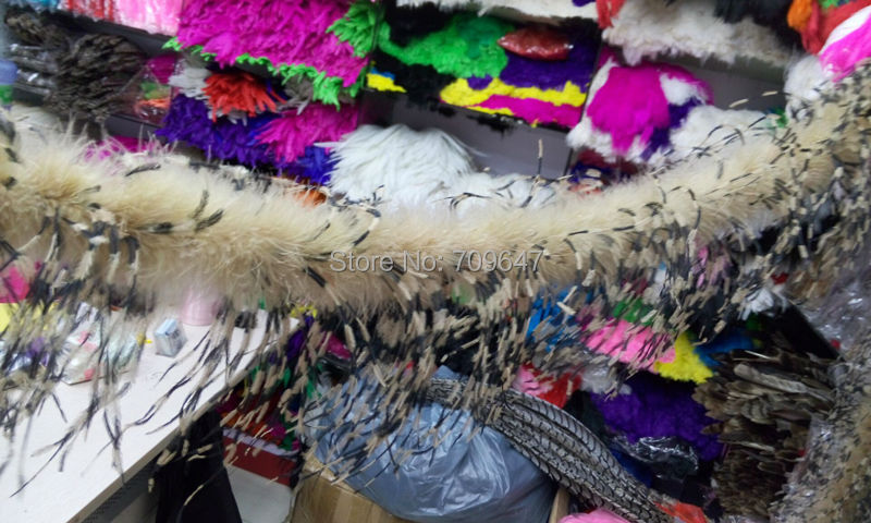 2Yards/lot Luxury Khaki&BLACK& - Feather Trim Marabou reseña y precio