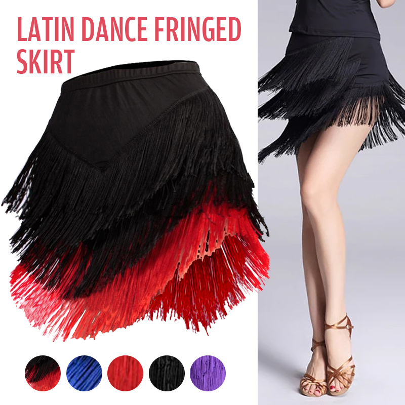 New Fashion Latin Dance Skirt  - Tassel Fringe Trim reseña y precio