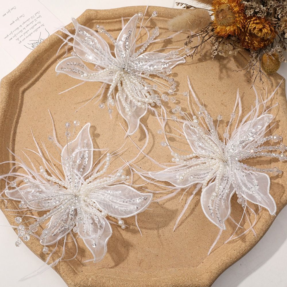 1PC Feather Pearl 3D Organza F - Applique Patch Flower reseña y precio