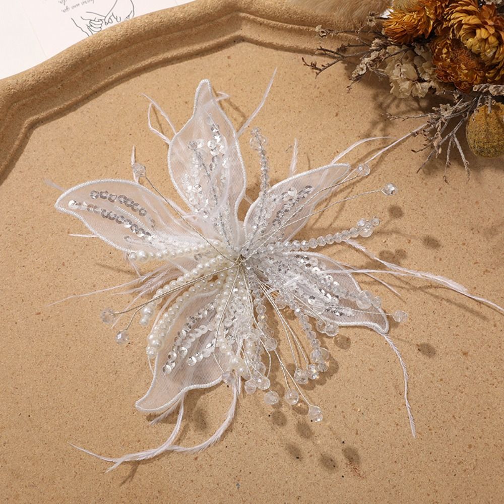 1PC Feather Pearl 3D Organza F - Applique Patch Flower reseña y precio