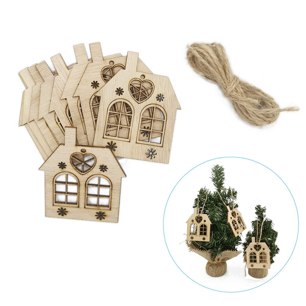 10pcs Wooden Hollow House Cuto - Christmas Craft Embellishment reseña y precio