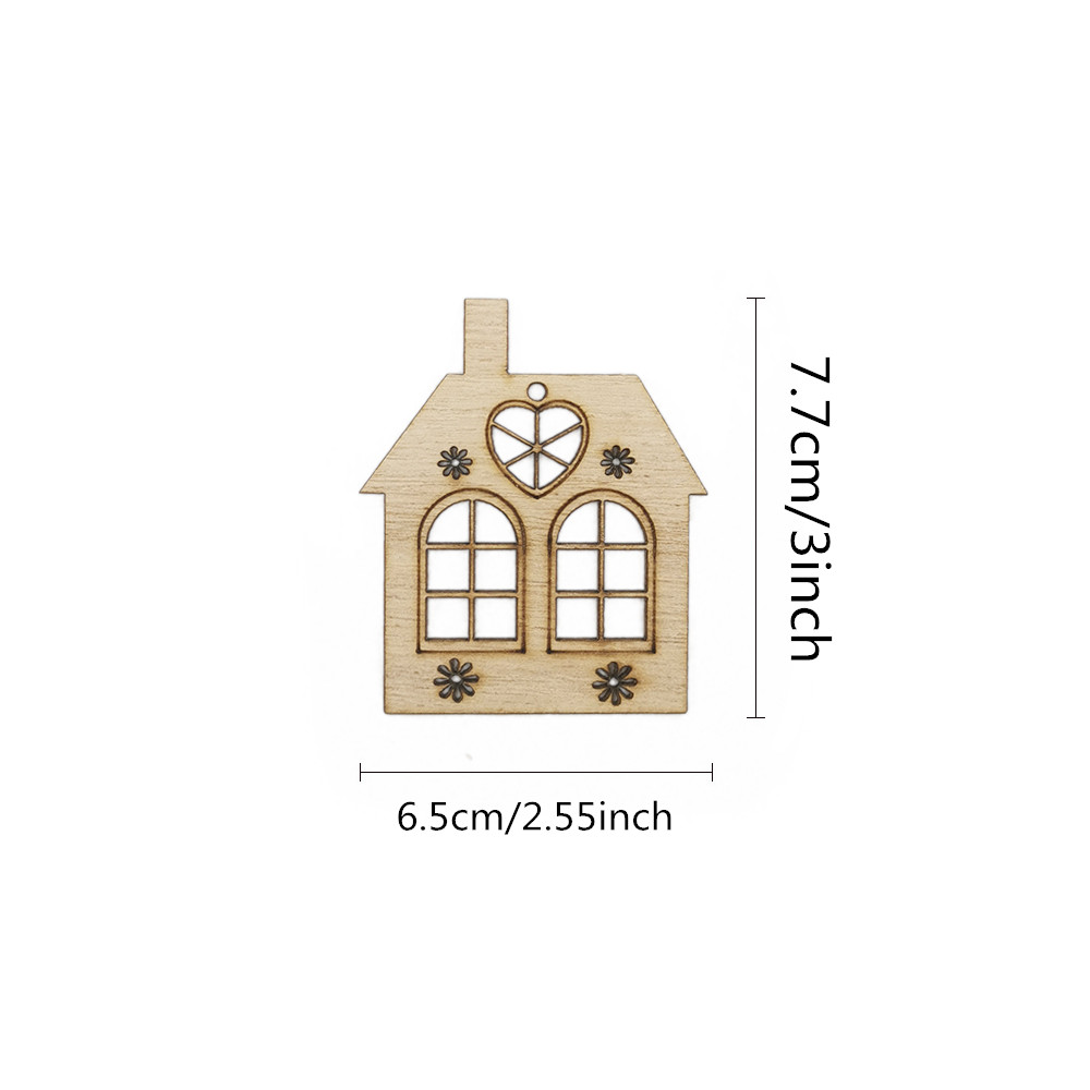 10pcs Wooden Hollow House Cuto - Christmas Craft Embellishment reseña y precio
