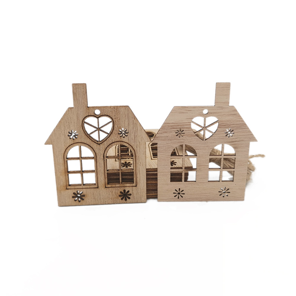 10pcs Wooden Hollow House Cuto - Christmas Craft Embellishment reseña y precio