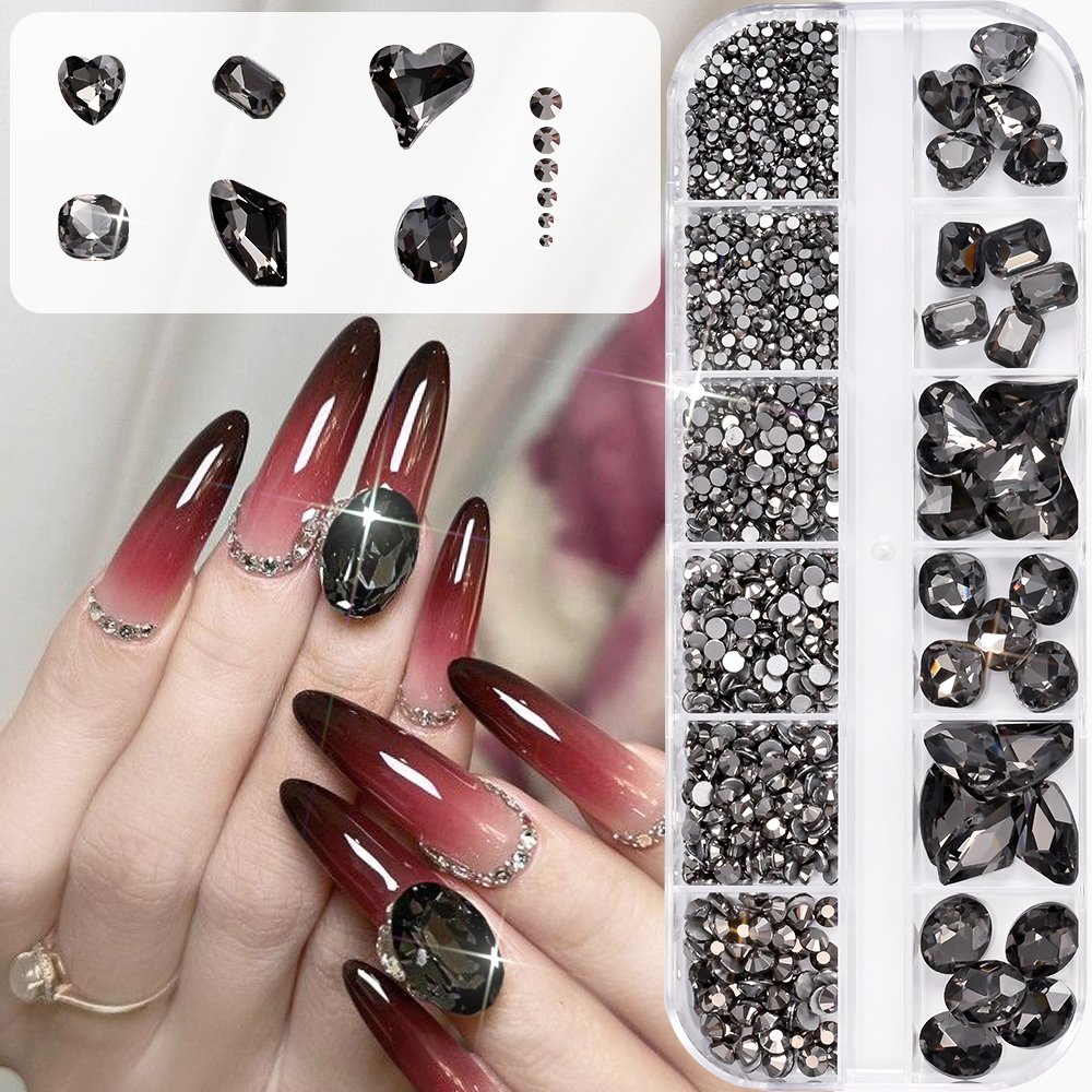 12Grids 3D Black Heart/Square/ - Hotfix Rhinestone Sheet reseña y precio