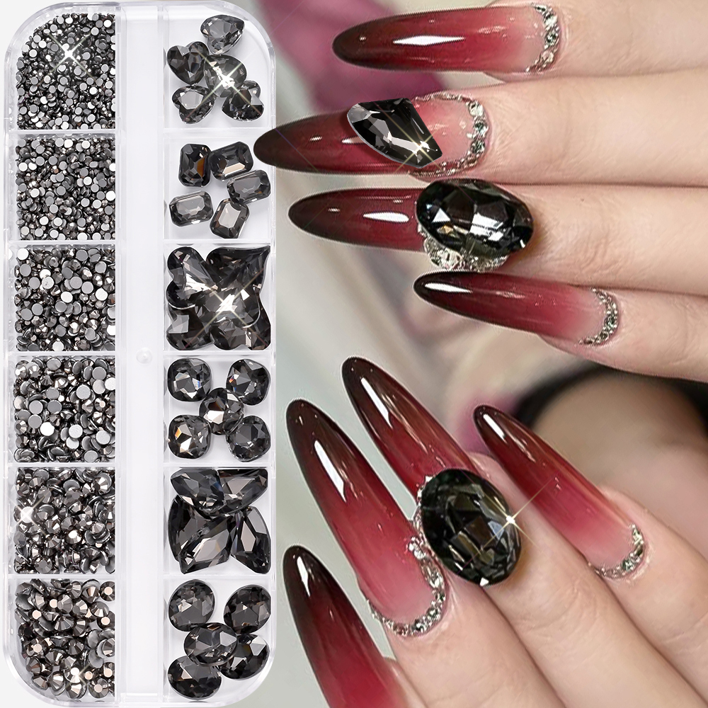 12Grids 3D Black Heart/Square/ - Hotfix Rhinestone Sheet reseña y precio