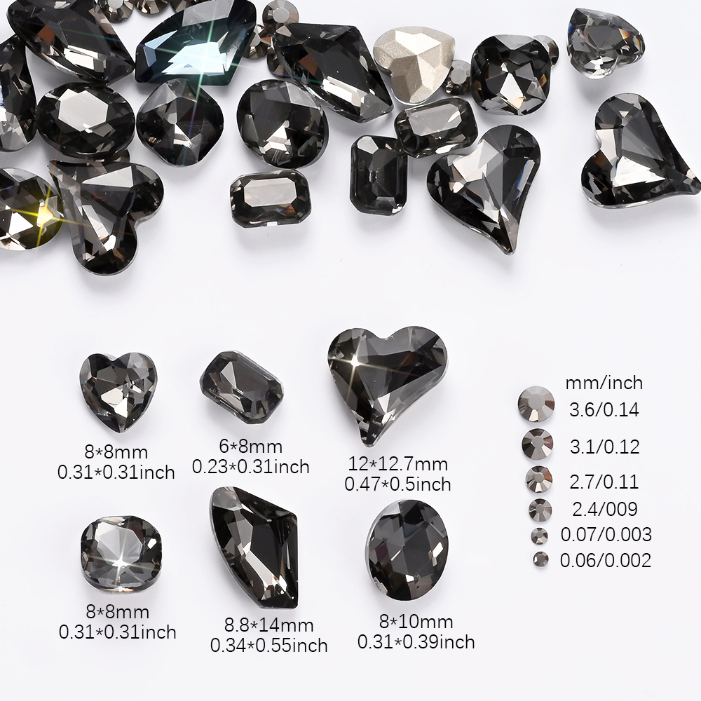 12Grids 3D Black Heart/Square/ - Hotfix Rhinestone Sheet reseña y precio