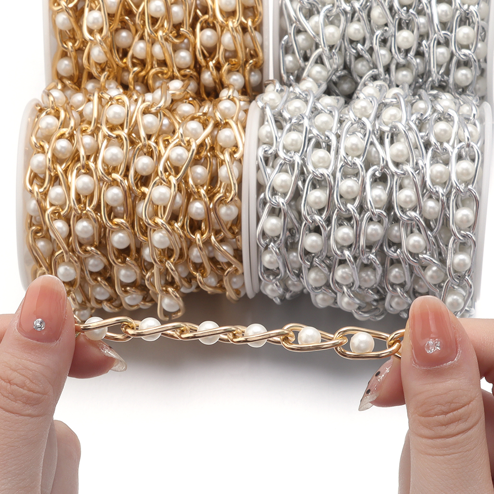 5Yards/Roll Beaded Chain Imita - Pearl Trim Chain reseña y precio