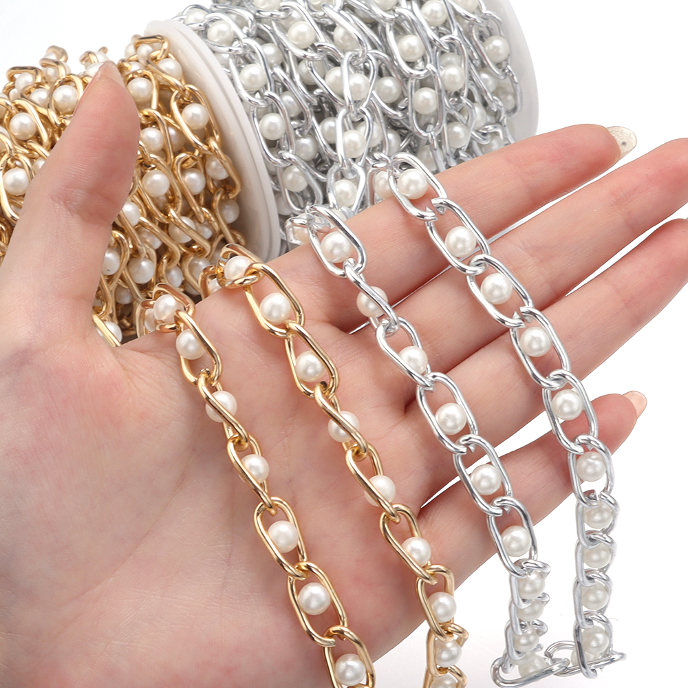 5Yards/Roll Beaded Chain Imita - Pearl Trim Chain reseña y precio
