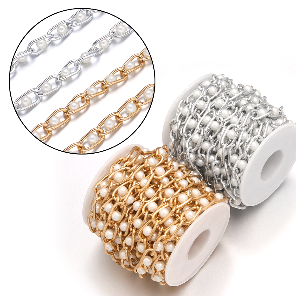 5Yards/Roll Beaded Chain Imita - Pearl Trim Chain reseña y precio