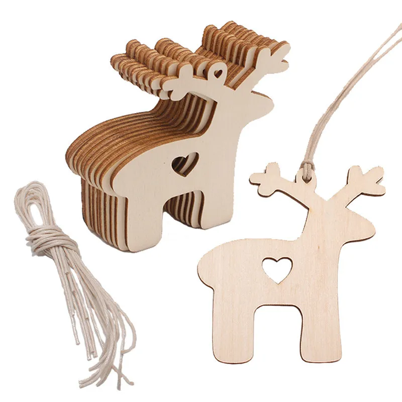 10PCS Wooden Tree Bell Deer Un - Christmas Craft Embellishment reseña y precio