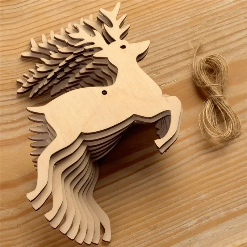 10PCS Wooden Tree Bell Deer Un - Christmas Craft Embellishment reseña y precio
