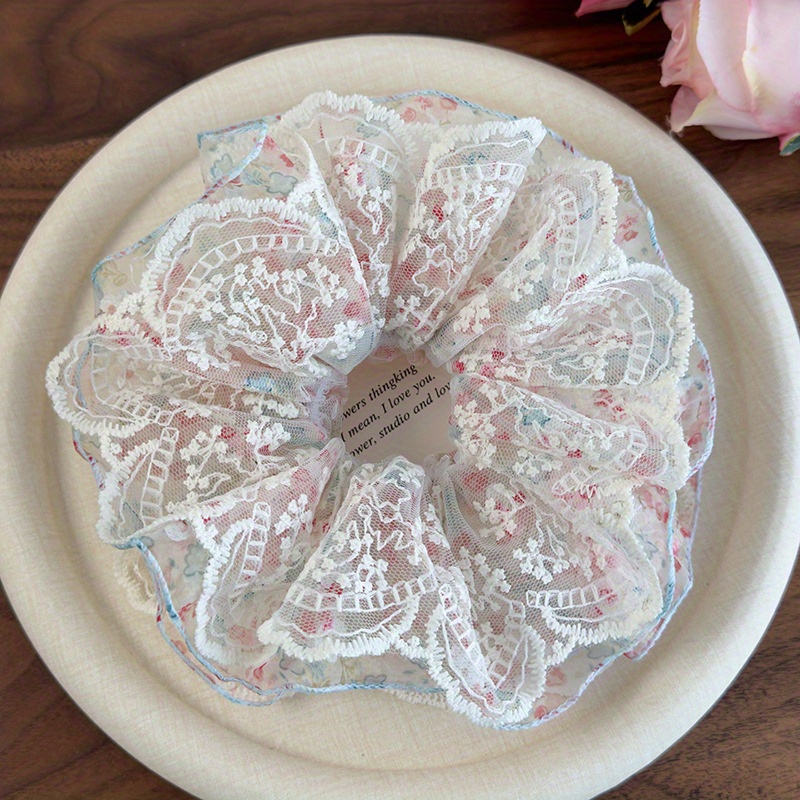Pink and Green Floral Lace Tri - Elastic Lace Trim reseña y precio