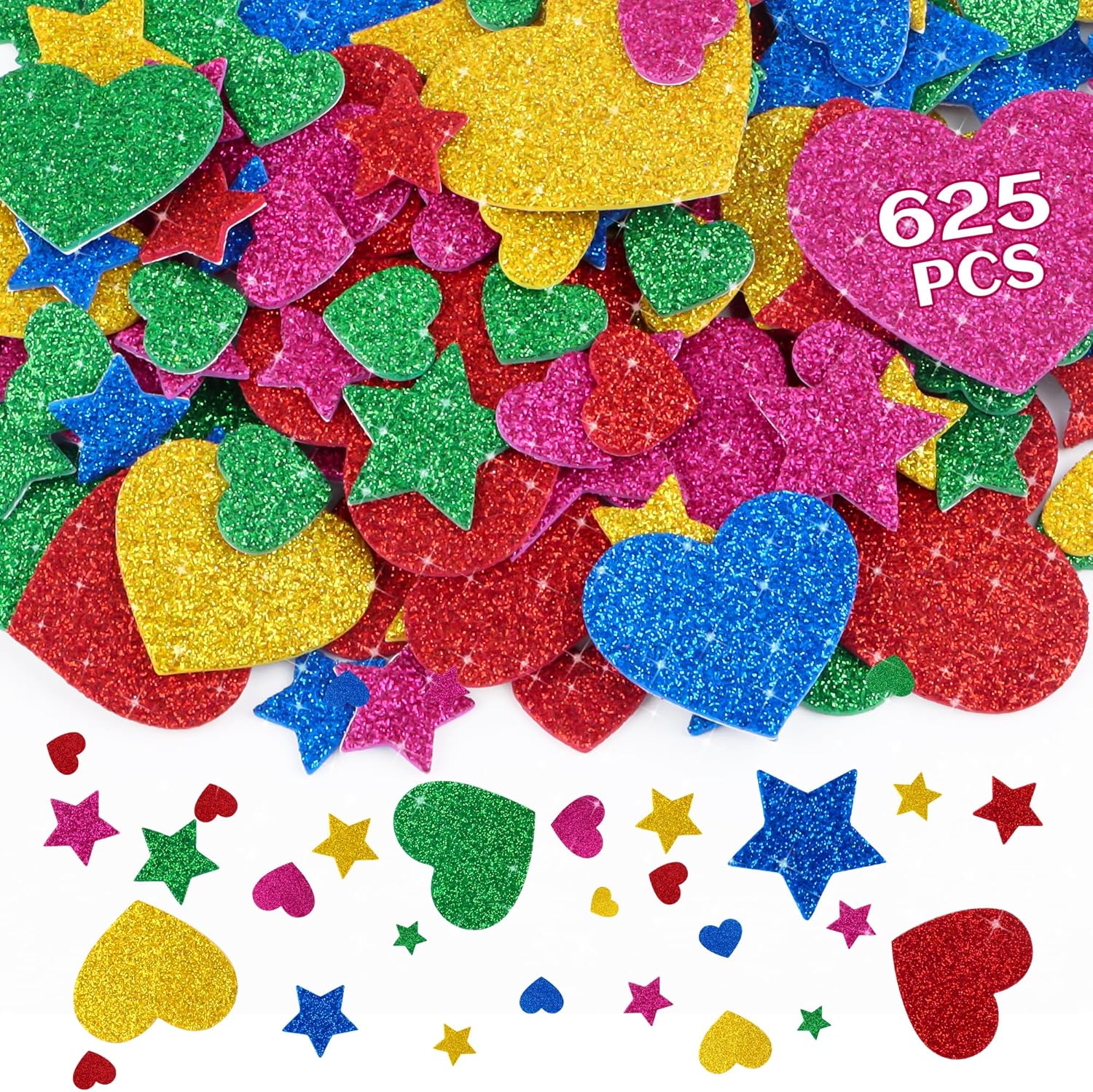 625Pcs Glitter Heart Foam Stic - Glitter Vinyl Roll reseña y precio