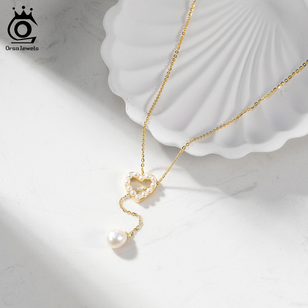 ORSA JEWELS S925 Love Heart Pe - Pearl Trim Chain reseña y precio
