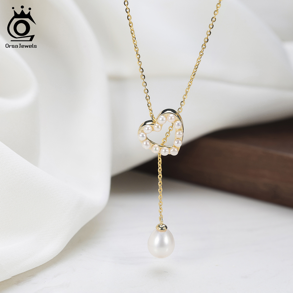 ORSA JEWELS S925 Love Heart Pe - Pearl Trim Chain reseña y precio