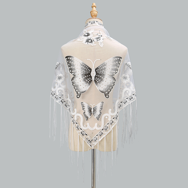 Fashion Triangle Scarf Butterf - Tassel Fringe Trim reseña y precio