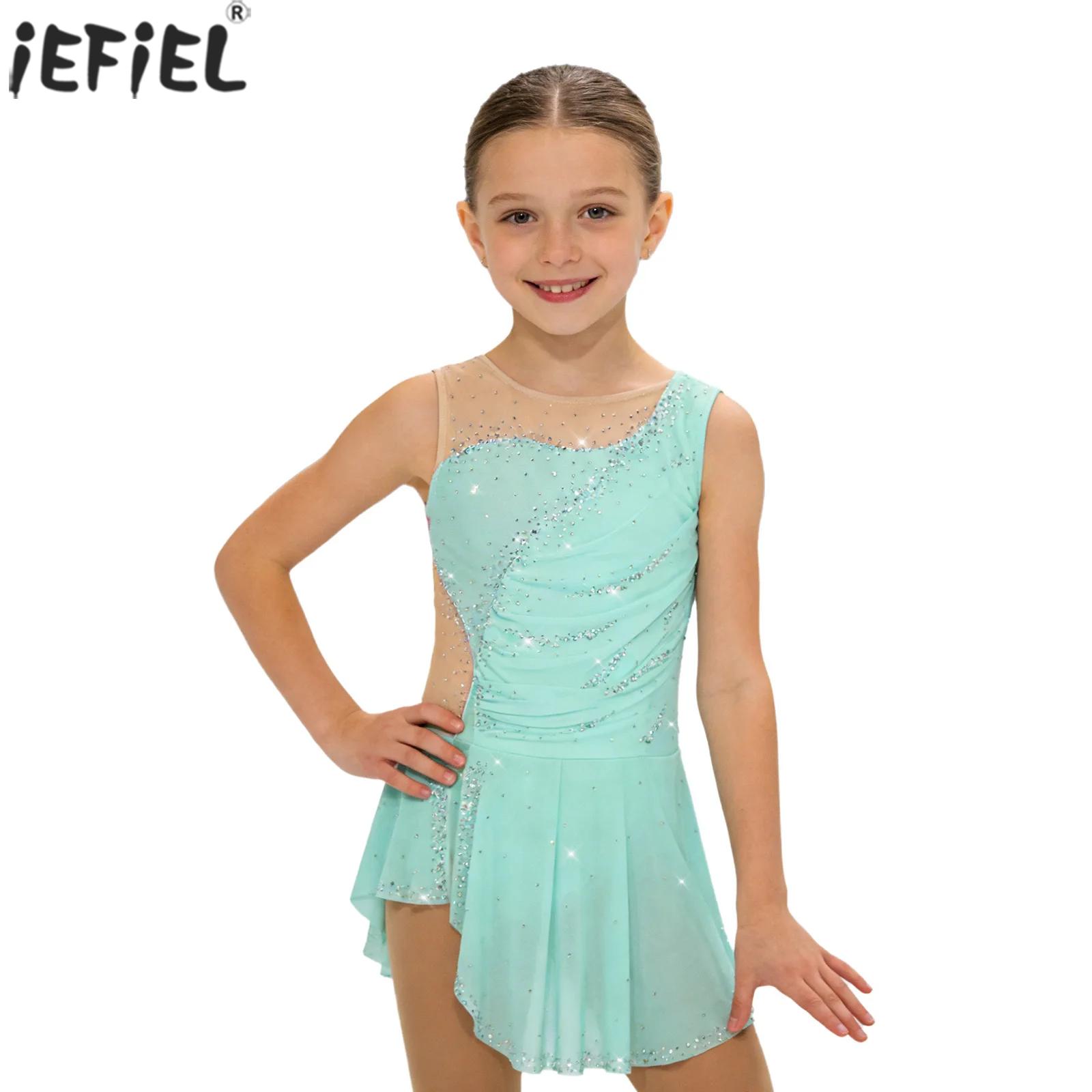 Kids Girls Figure Ice Skating  - Rhinestone Banding Trim reseña y precio