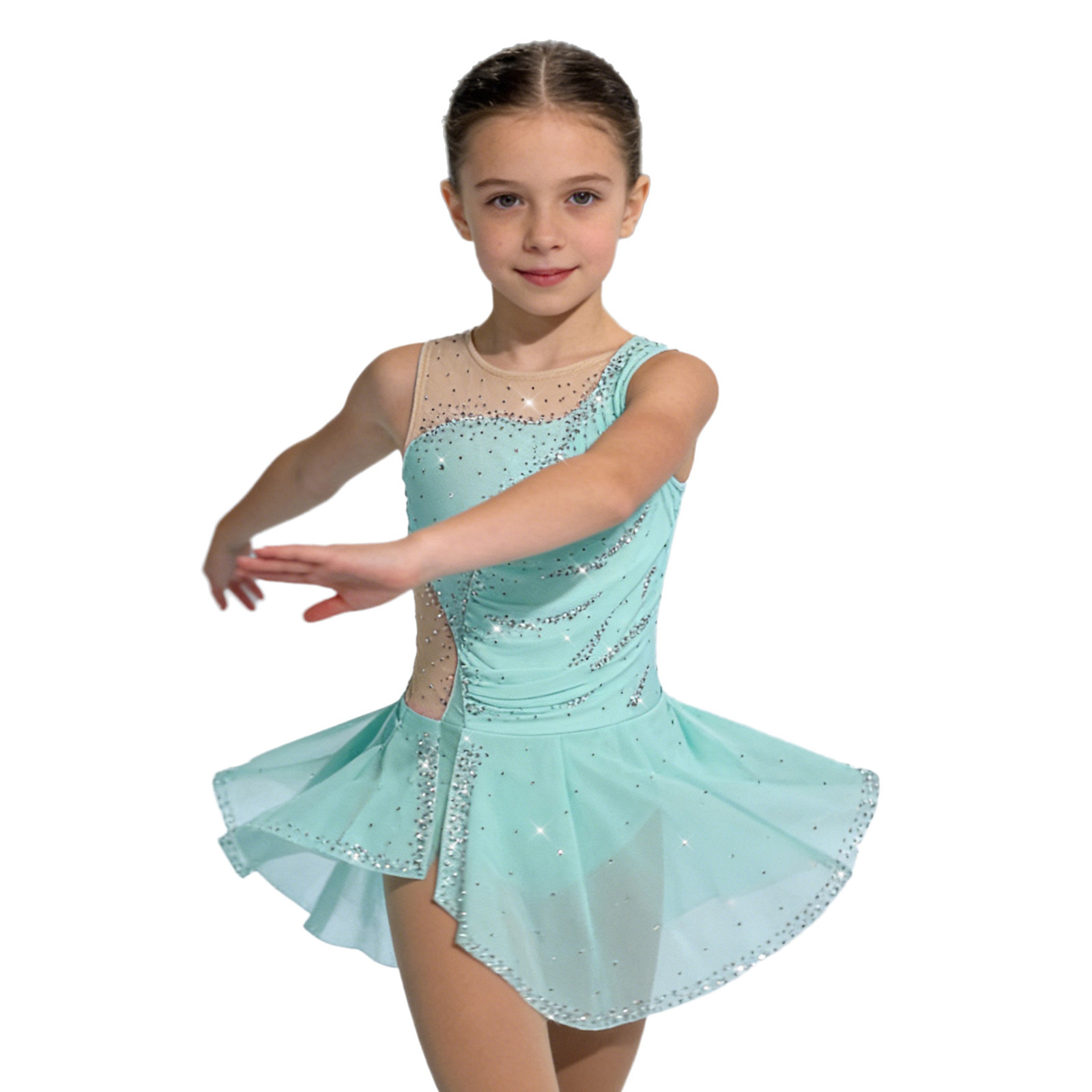 Kids Girls Figure Ice Skating  - Rhinestone Banding Trim reseña y precio